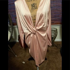 Plunge Neck light peach dress